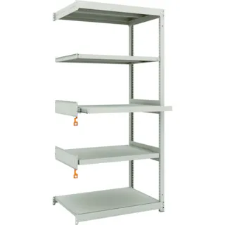 【CAINZ-DASH】トラスコ中山 スチールラック M1.5型軽中量棚 860X595XH1800 5段うちスライド2段 連結 M1.5-6363M2B【別送品】