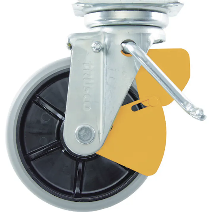 【CAINZ-DASH】トラスコ中山 かご車用 左ブレーキサインプレート ウレタン自在車 150Φ TYNWUJB-150LSP【別送品】