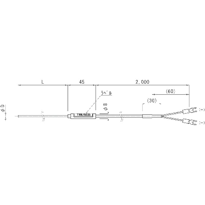 【CAINZ-DASH】トラスコ中山 温度センサー　Ｋ熱電対　１．６ｍｍＸ１５０ｍｍ OSK-16150Y【別送品】