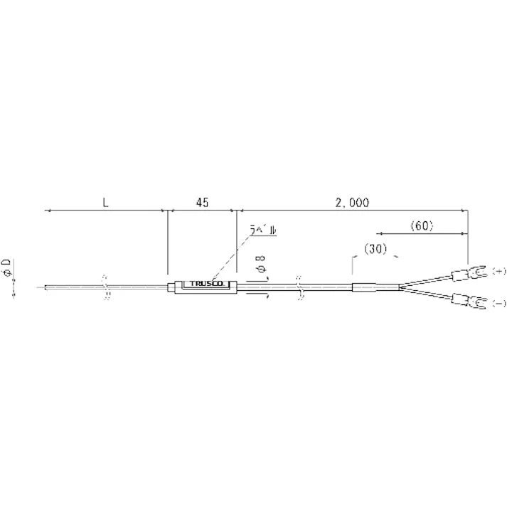 【CAINZ-DASH】トラスコ中山 温度センサー K熱電対 1.6mmX150mm OSK-16150Y【別送品】