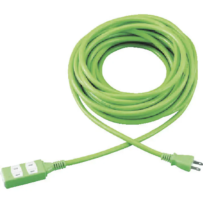 【CAINZ-DASH】トラスコ中山 ソフトタイププラグ 3個口タップ型 10m グリーン TRIS15-103-GN【別送品】