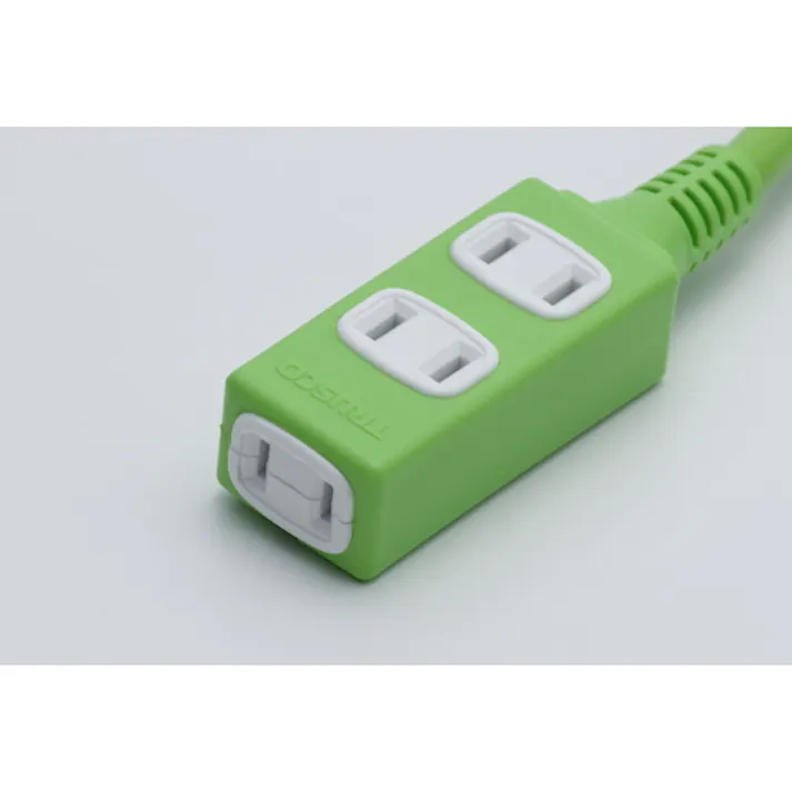 【CAINZ-DASH】トラスコ中山 ソフトタイププラグ 3個口タップ型 10m グリーン TRIS15-103-GN【別送品】