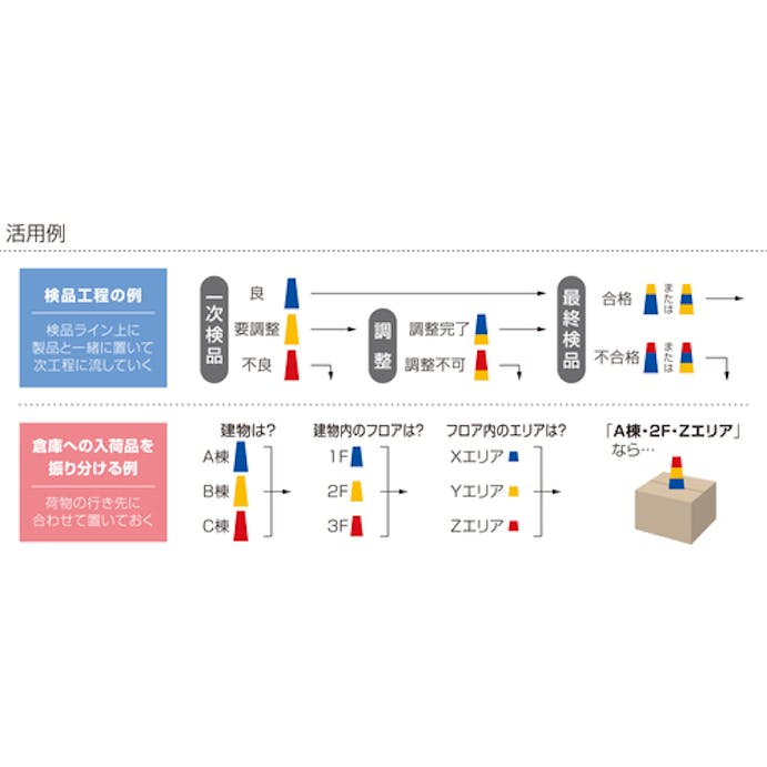 【CAINZ-DASH】トラスコ中山 識別トリオコーン　中　赤 3PCM-R【別送品】