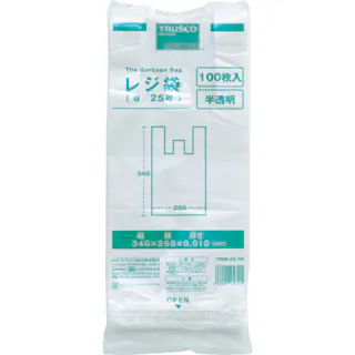 【CAINZ-DASH】トラスコ中山 レジ袋 8/25号 340X250(160)mm 半透明 100枚入 TRB8-25-TM【別送品】