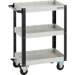 【CAINZ-DASH】トラスコ中山 ツールワゴン イーグルワゴン 600X400XH880 深型3段 ホワイトブラック EGW-963F3-WBK【別送品】