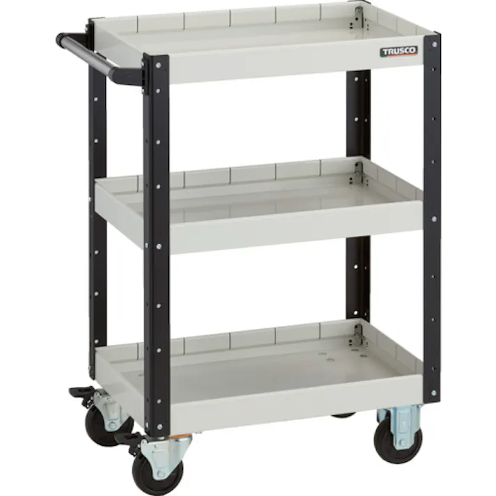 【CAINZ-DASH】トラスコ中山 ツールワゴン イーグルワゴン 600X400XH880 深型3段 ホワイトブラック EGW-963F3-WBK【別送品】