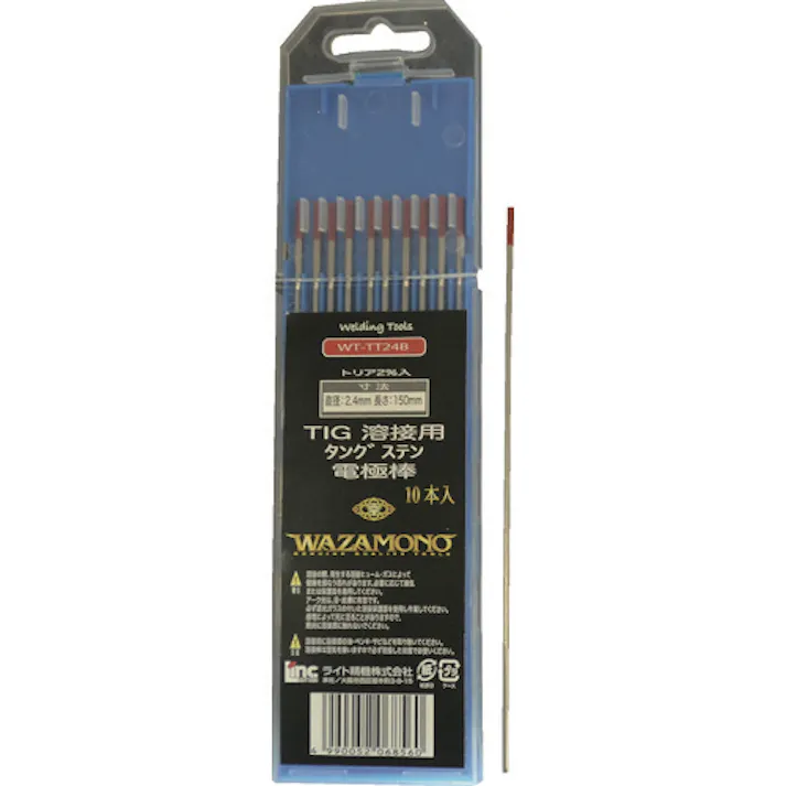 【CAINZ-DASH】ライト精機 WAZAMONO TIG 電極棒 トリア 2% 10本入り WT-TT24B【別送品】