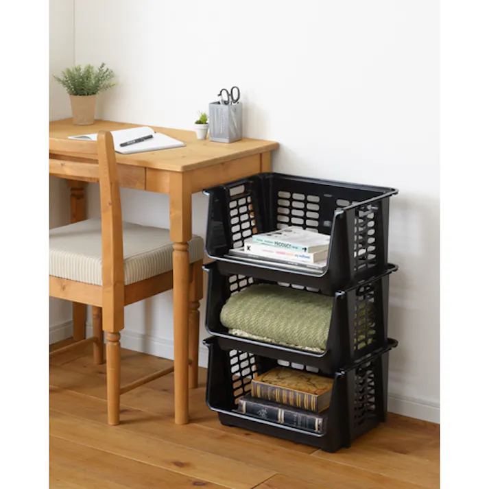 【CAINZ-DASH】SANKA 積み重ねケース ナチュラ ストックス ブラック NST-23BK【別送品】