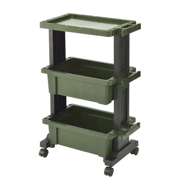 JEJアステージ ツールワゴンテーブル ブラックグリーン TWT-490G 幅49cm 奥行29.5cm 高さ75.5cm