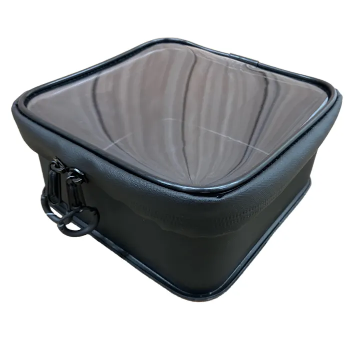 中が見えるスクエアポーチ ブラック 幅17cm 奥行17.5cm 高さ8cm