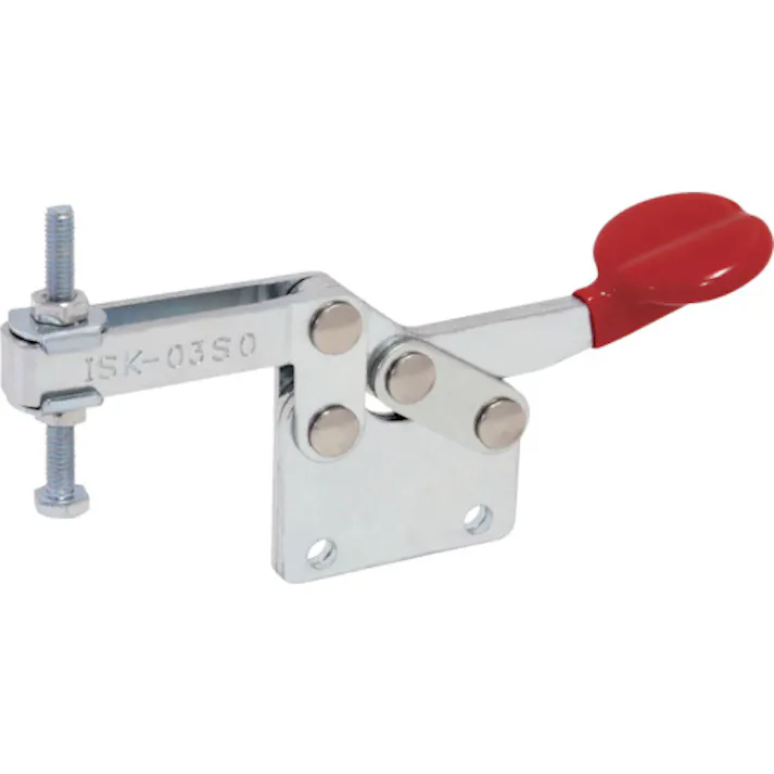 【CAINZ-DASH】育良精機 下方押え型トグルクランプ スチール 水平ハンドル(31107) クランプアーム移動角度65° ストレートベース 締付力0.3kN ISK-03S0【別送品】