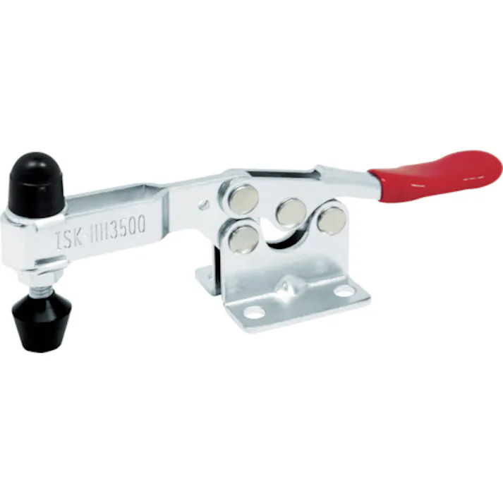 【CAINZ-DASH】育良精機 下方押え型トグルクランプ スチール 水平ハンドル(31111) クランプアーム移動角度85° フランジベース 締付力0.9kN ISK-HH3500【別送品】