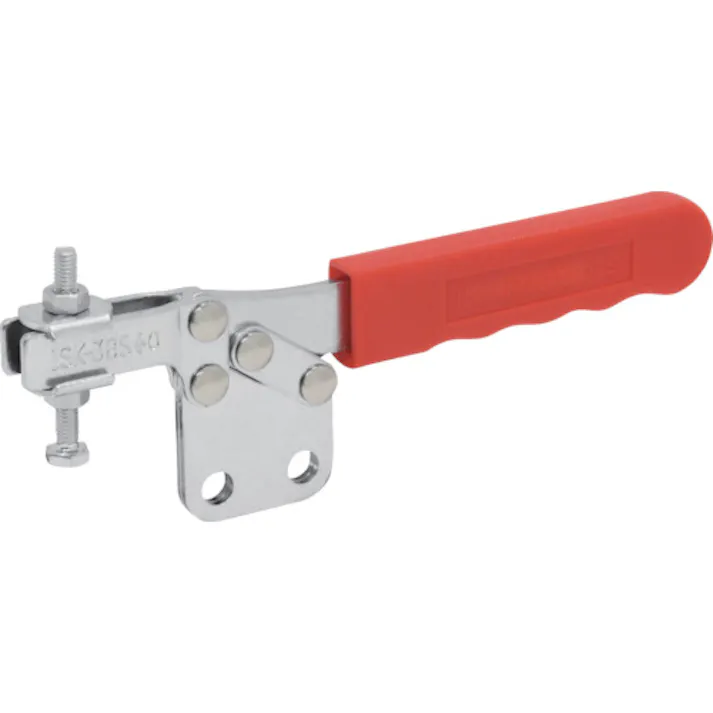 【CAINZ-DASH】育良精機 下方押え型トグルクランプ スチール 水平ハンドル(31202) クランプアーム移動角度75° ストレートベース 締付力2.5kN ISK-38SS0【別送品】