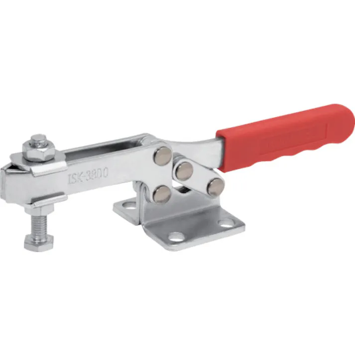 【CAINZ-DASH】育良精機 下方押え型トグルクランプ スチール 水平ハンドル(31209) クランプアーム移動角度65° フランジベース 締付力5.0kN ISK-38D0【別送品】