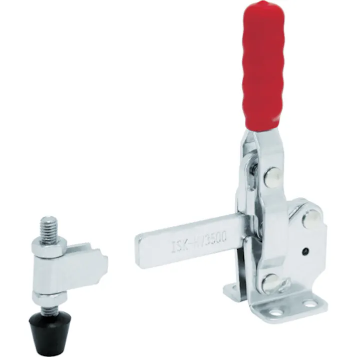 【CAINZ-DASH】育良精機 下方押え型トグルクランプ スチール 垂直ハンドル(31304) クランプアーム移動角度100° フランジベース 締付力2.27kN ISK-HV3500【別送品】