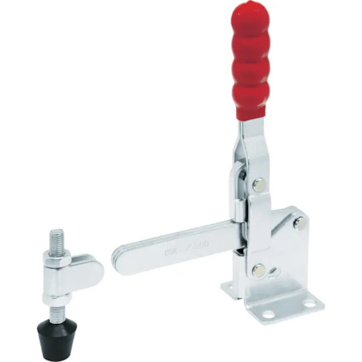 【CAINZ-DASH】育良精機 下方押え型トグルクランプ スチール 垂直ハンドル(31307) クランプアーム移動角度105° フランジベース 締付力3.4kN 全長209mm ISK-HV5500【別送品】