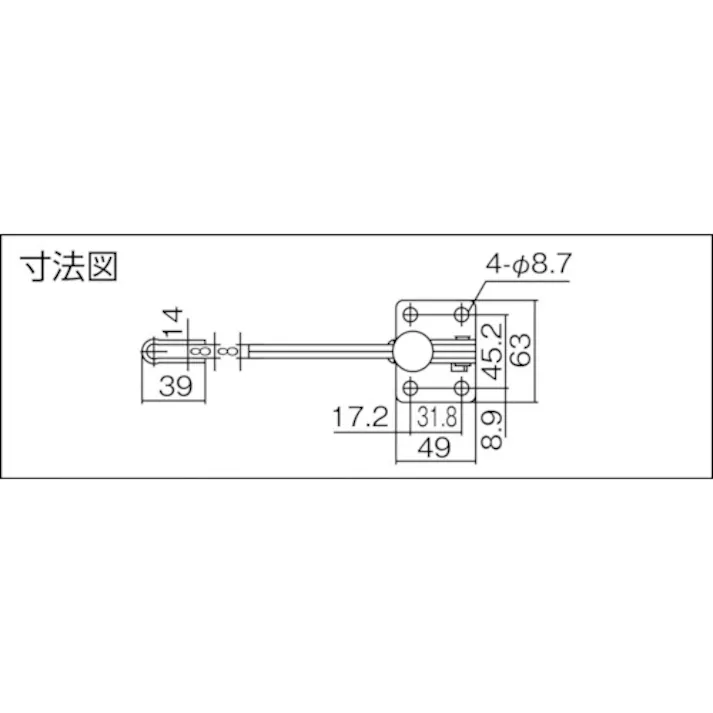 【CAINZ-DASH】育良精機 下方押え型トグルクランプ スチール 垂直ハンドル(31307) クランプアーム移動角度105° フランジベース 締付力3.4kN 全長209mm ISK-HV5500【別送品】