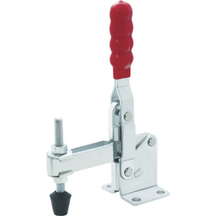 【CAINZ-DASH】育良精機 下方押え型トグルクランプ スチール 垂直ハンドル(31308) クランプアーム移動角度105° フランジベース 締付力3.4kN 全長206mm ISK-HV6500【別送品】