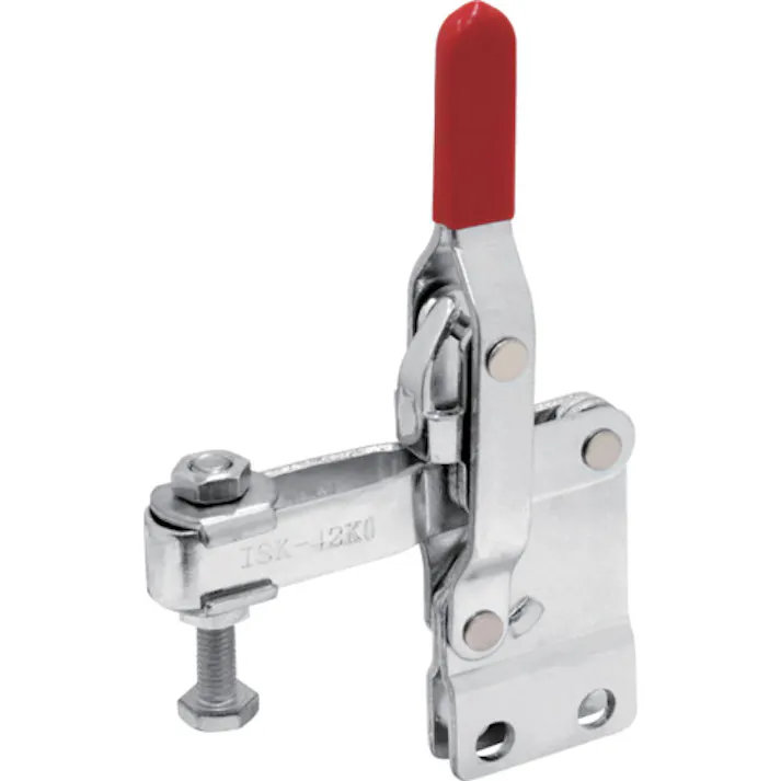 【CAINZ-DASH】育良精機 下方押え型トグルクランプ スチール 垂直ハンドル(31323) クランプアーム移動角度94° ストレートベース 締付力2.0kN 全長165mm ISK-42K0【別送品】