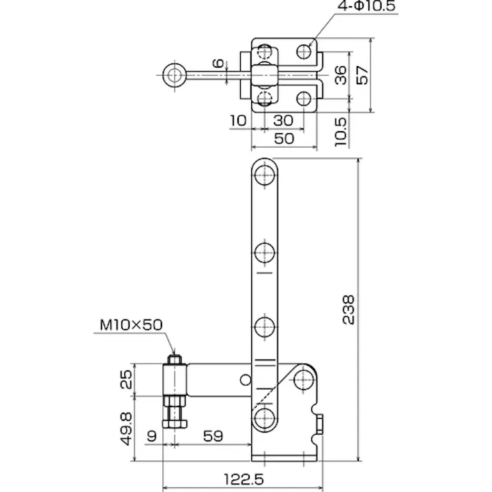 【CAINZ-DASH】育良精機 下方押え型トグルクランプ 垂直ハンドル(31328) ISK-44A0【別送品】