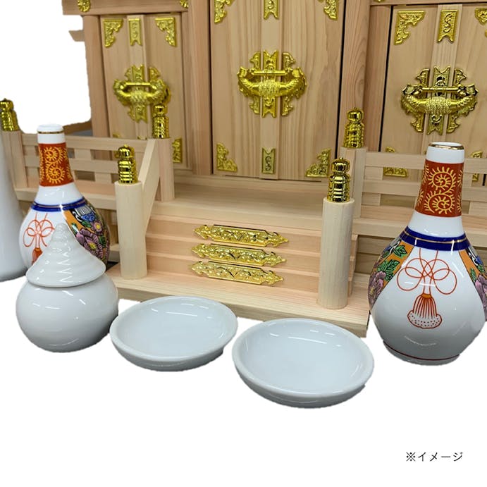静岡木工 神棚 錦神酒トックリ玉型 3.5寸 陶器製