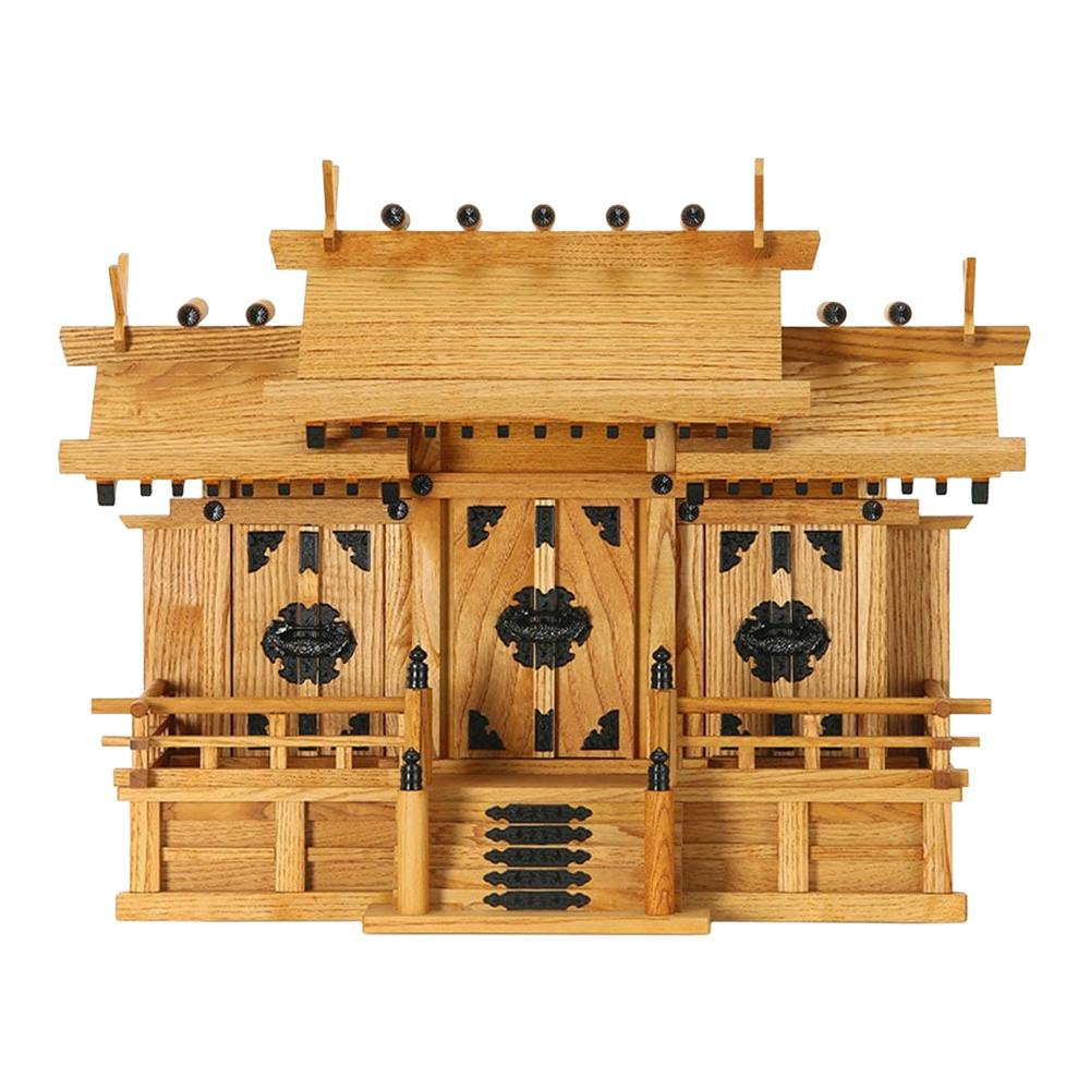 神棚 屋根違い三社 中 けやき色 幅61cm×奥行27cm×高さ46cm | 神棚・神