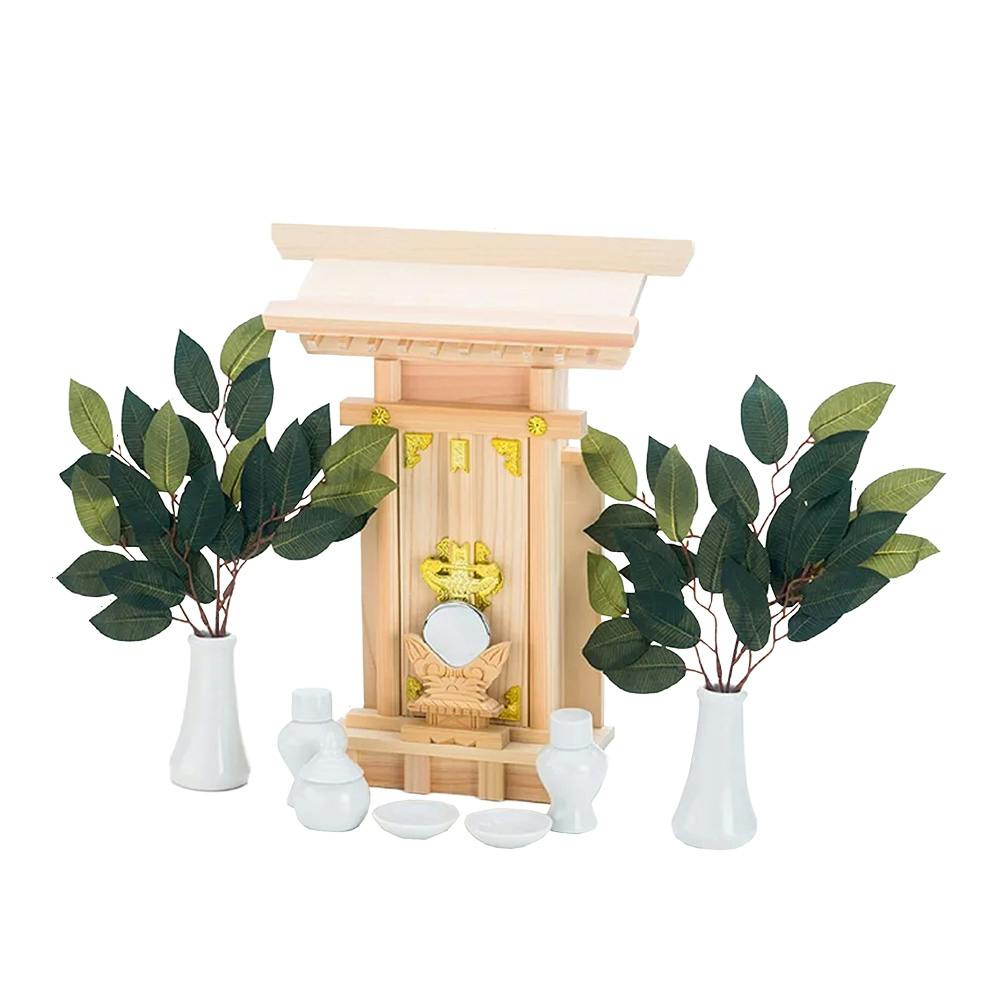 袖付 神棚セット 幅27cm 奥行8cm 高さ35cm【別送品】