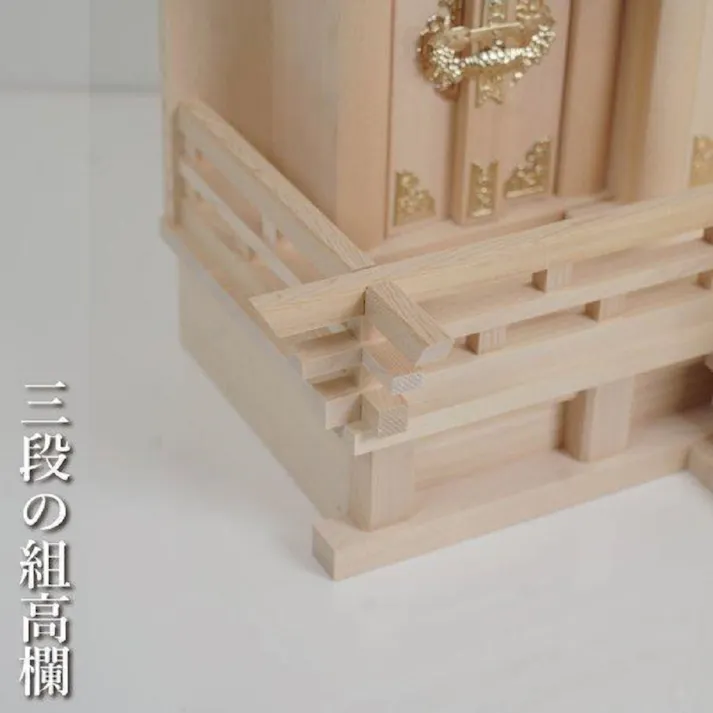【送料無料】木曽桧 屋根違い三社 中 神棚セット 幅62cm×奥行33cm×高さ47cm【別送品】