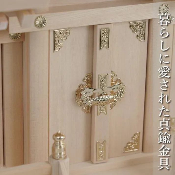 【送料無料】木曽桧 屋根違い三社 中 神棚セット 幅62cm×奥行33cm×高さ47cm【別送品】