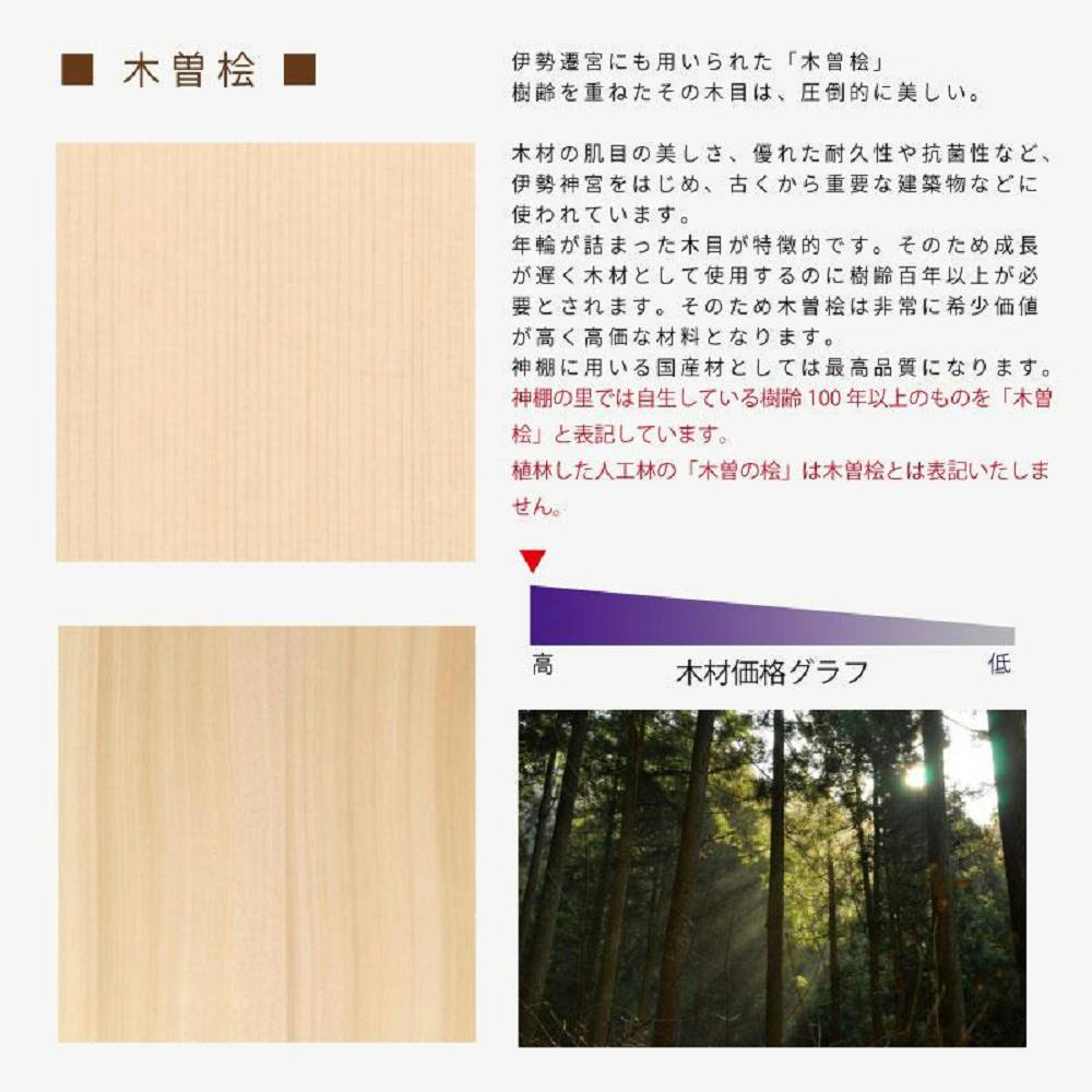 送料無料】木曽桧 低床通し屋根三社 月読 金具 神棚セット 幅64cm×奥行