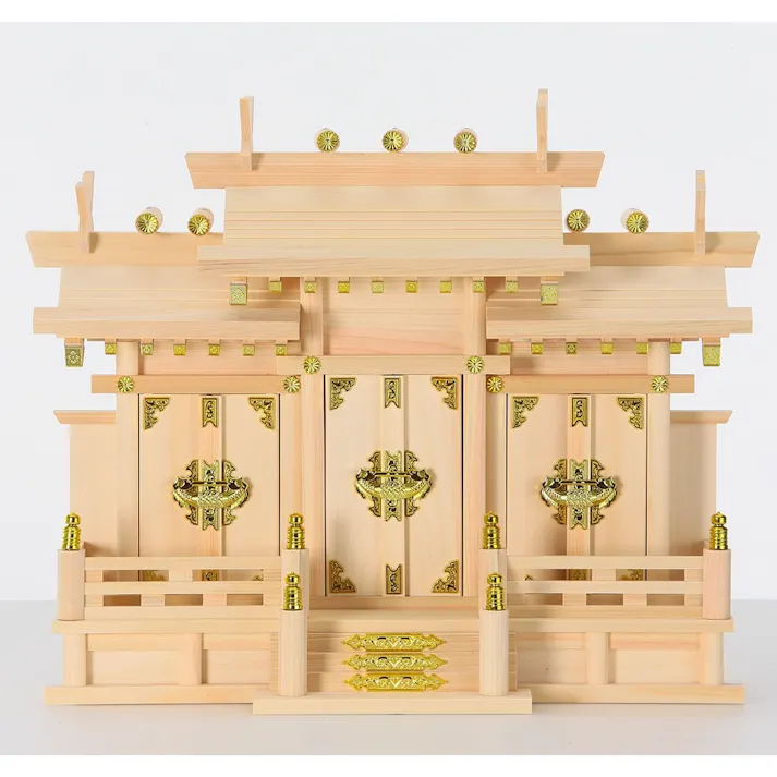神棚 屋根違い三社 和 小 幅50cm×奥行20cm×高さ39cm
