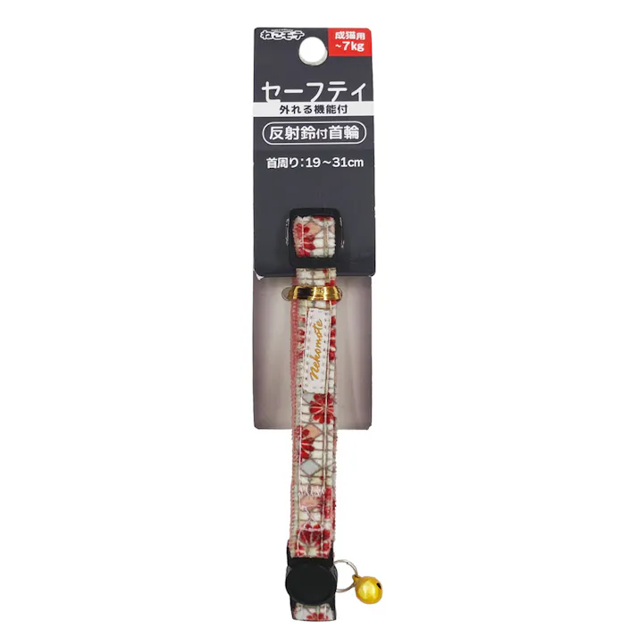 ねこモテ猫首輪 和モダン S ピンク