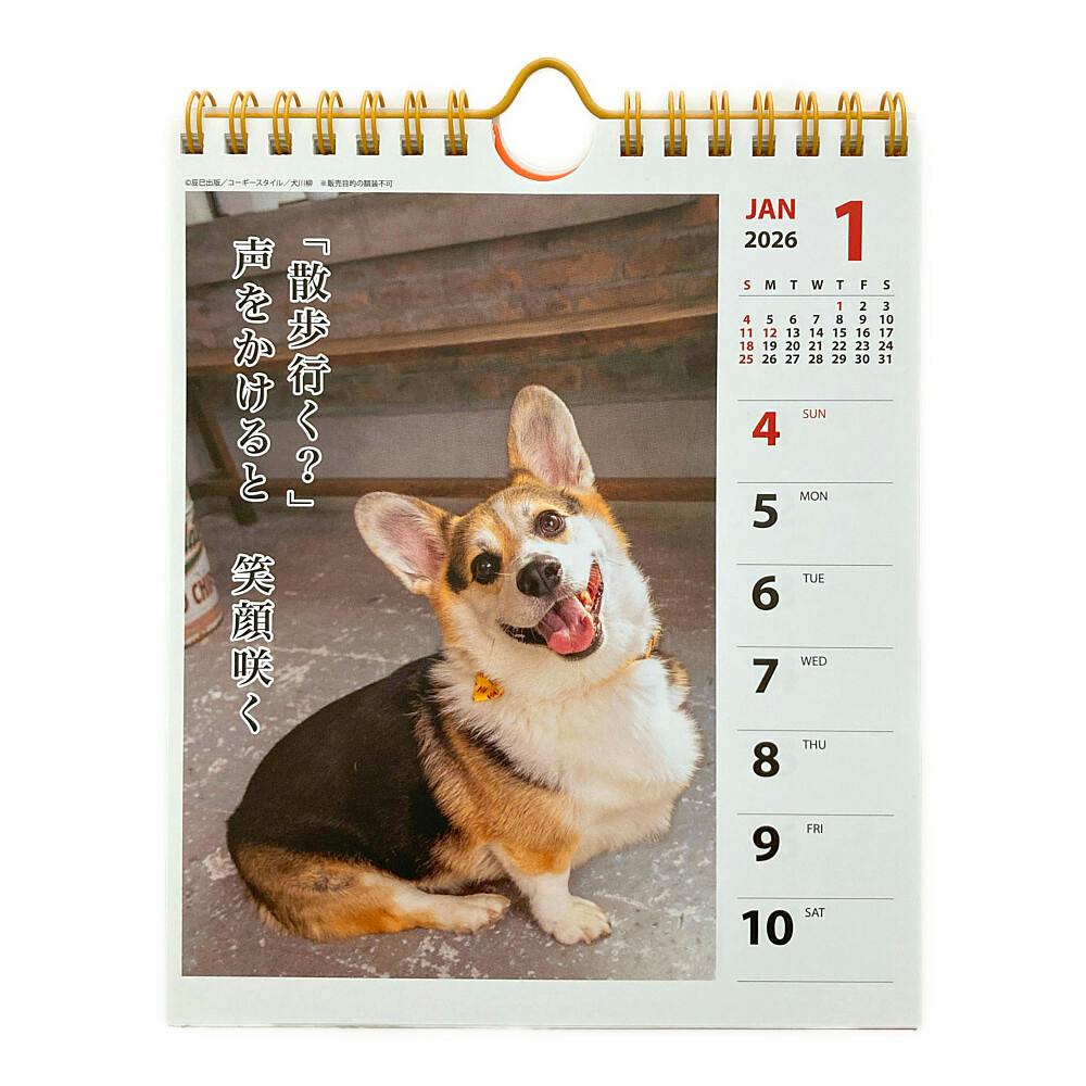 2026年 卓上カレンダー コーギー川柳 週めくり | 文房具・事務用品