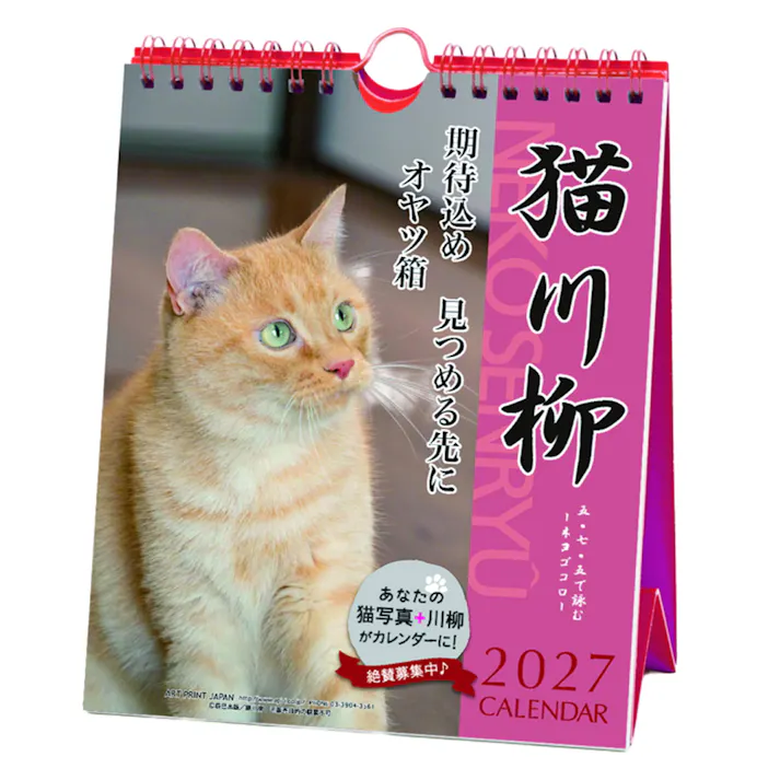 2027年 卓上カレンダー 猫川柳 週めくり