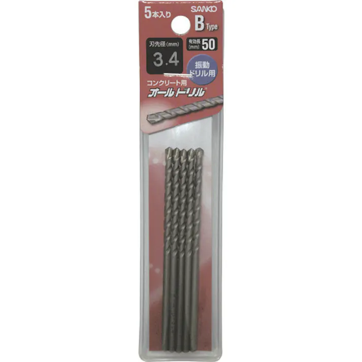 【CAINZ-DASH】サンコーテクノ テクノ オールドリルBタイプ振動用 トクトクパック 1S(PK)=5本 B-3.4-5【別送品】