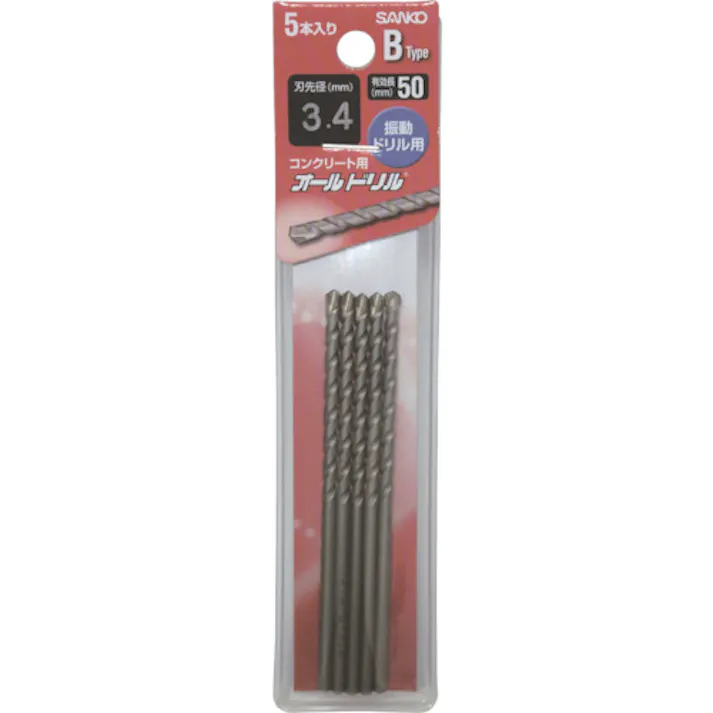 【CAINZ-DASH】サンコーテクノ テクノ オールドリルBタイプ振動用 トクトクパック 1S(PK)=5本 B-5.0-5【別送品】