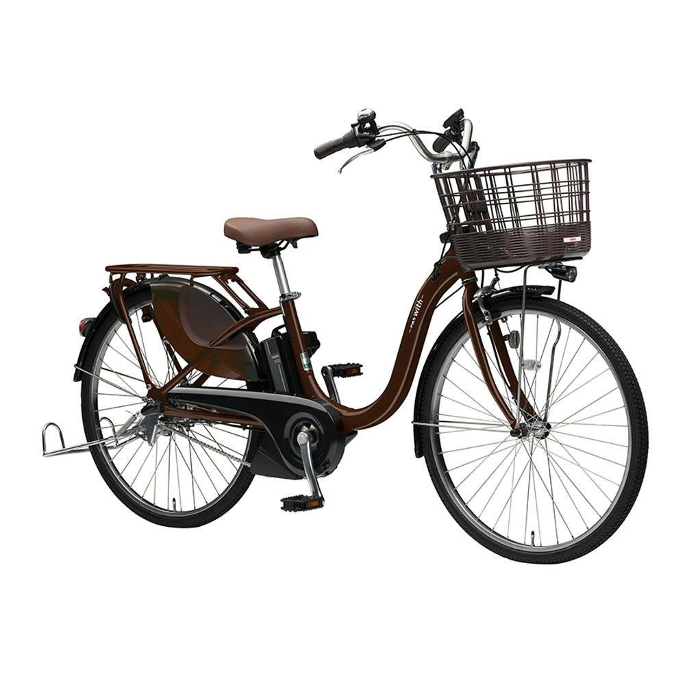【自転車】《ヤマハ》23年モデル 電動アシスト自転車 PAS With26 26インチ 内装3段変速 カカオ