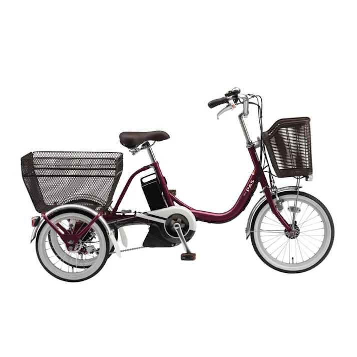 【自転車】電動アシスト自転車 PAS ワゴン パス ワゴン 前輪18型 後輪16型 ルビーレッド