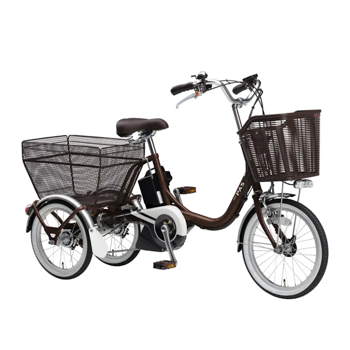 【自転車】電動アシスト自転車 PAS ワゴン パス ワゴン 前輪18型 後輪16型 カカオ