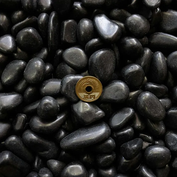 TAIKOH 高級黒玉石 黒光石 5分 16-22mm 10kg 化粧砂利 ブラック 黒 磨き 玉石 中