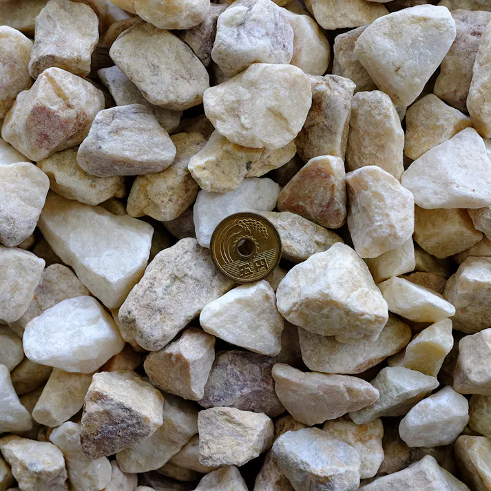 TAIKOH マーブルイエロー 5分 15-25mm 10kg 天然大理石 化粧砂利 イエロー 黄 ベージュ 砕石 中