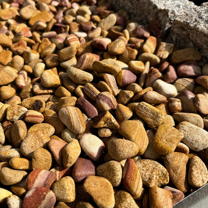 TAIKOH タンブル華石 8分 22-28mm 10kg 砂岩 化粧砂利 イエロー オレンジ 玉石 中