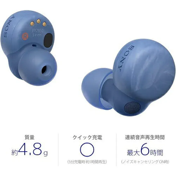 イヤホン LinkBudsS【ワイヤレス(左右分離)/Bluetooth/ノイズキャンセリング対応/マイク対応/マルチポイント対応予定/アースブルー】 SONY ソニー WF-LS900N-LC