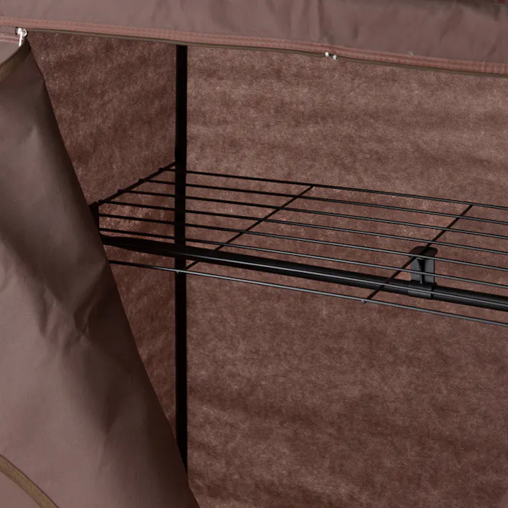 【カバー付ハンガーラック LL(ブラウン)】 スリム 収納 棚付 ファンシーケース ワードローブ スーツロッカー クローゼットハンガー コートハンガー 押し入れ 衣類収納 ハンガー 布 コート掛け 棚付 帽子収納 韓国インテリア