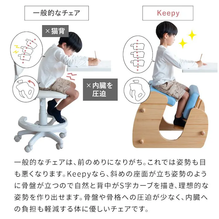 学習椅子 姿勢 姿勢が良くなる 椅子 子ども 姿勢矯正 子供用 バランスチェア 北欧 キッズ こども 小学生 腰痛 勉強椅子 学習チェア 背筋ピン パソコン用 学習イス キャスター プロポーションチェア Keepy