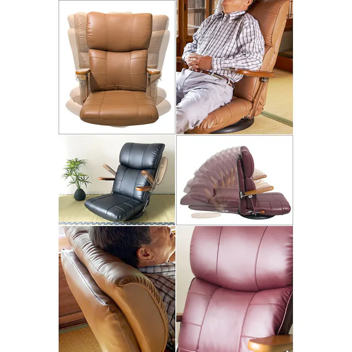 宮武製作所 MIYATAKE 木肘スーパーソフトレザー座椅子 蓮(れん)