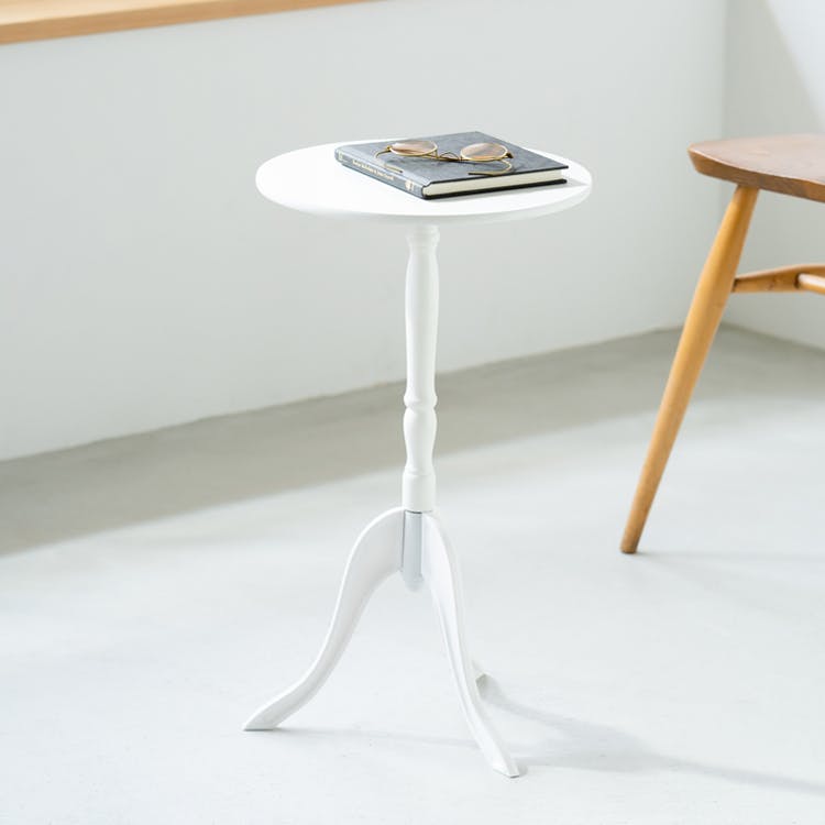クラシックサイドテーブル(ホワイト/白)】 幅30cm 丸テーブル 机 軽量 
