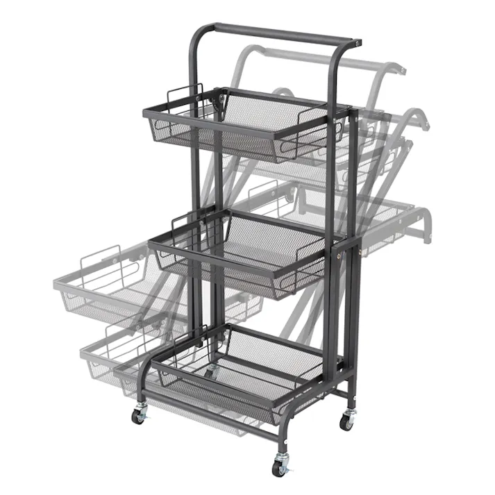 【マルチワゴン ROBUST(グレー)】 3段 キッチンワゴン ラック 収納 多肉棚 収納 スリム キャスター付 DIY オシャレ スライド 韓国風 インテリア 隙間収納 バスケット