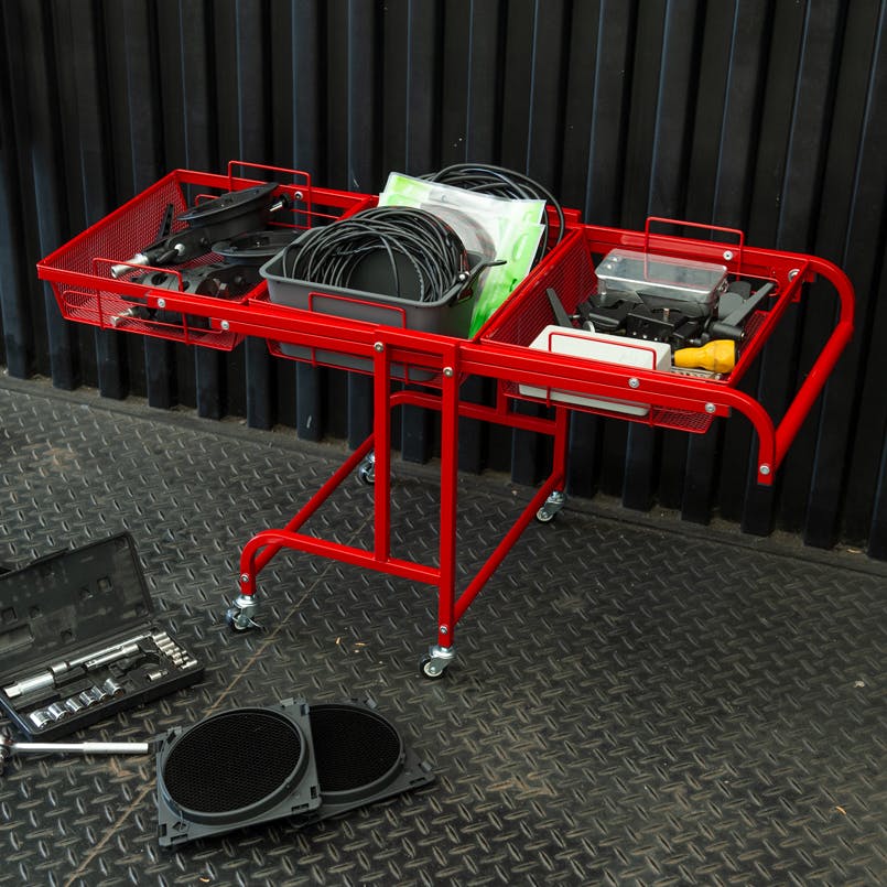 マルチワゴン ROBUST(レッド)】 3段 キッチンワゴン ラック 収納 多肉