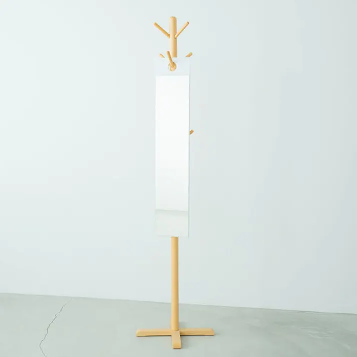 【日本製】【フックミラー(100)(ホワイト/白)】 幅20cm×高さ100cm ウォールミラー 壁掛け 鏡 飛散防止加工 スリム 姿見 省スペース 国産 モダン